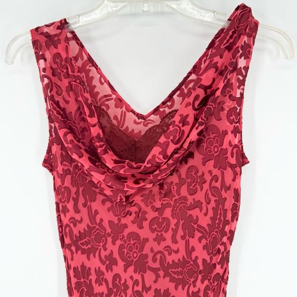 Vintage ECI NY Whimsigoth Fairy Grunge Silk Blend Velvet Burnout Cowl Dress 4 - Picture 10 of 16